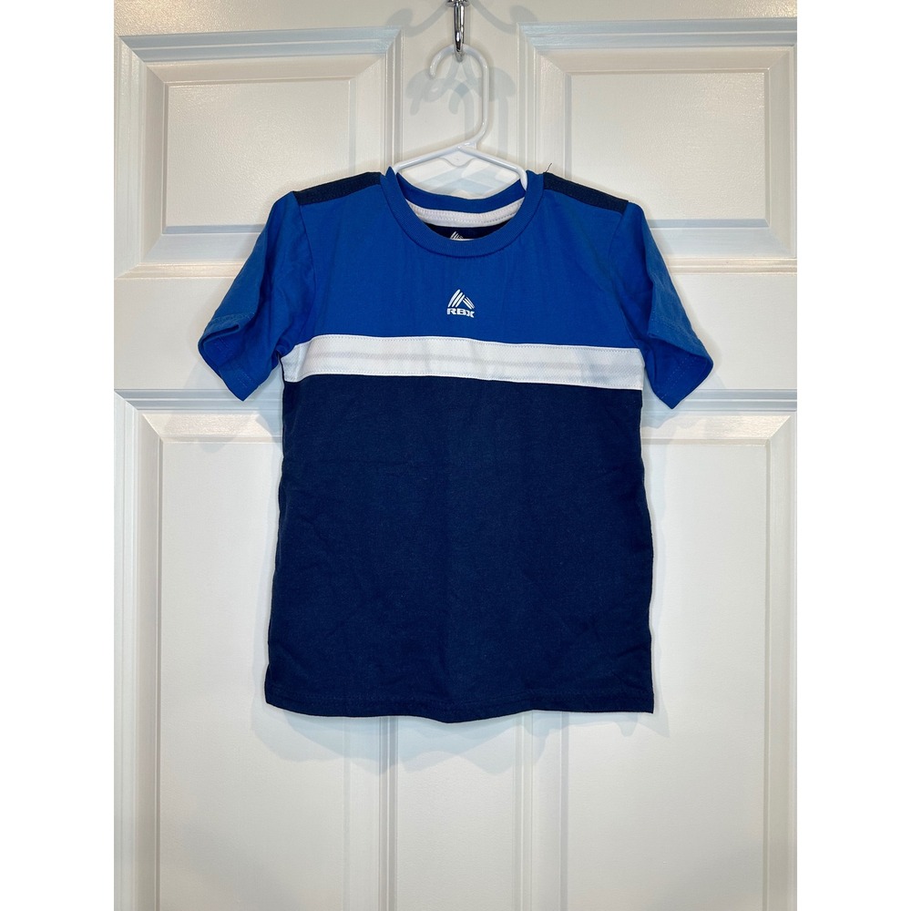 RBX Boys Blue Colorblock Active T-Shirt Size 7 Short Sleeve Crew Neck Athletic